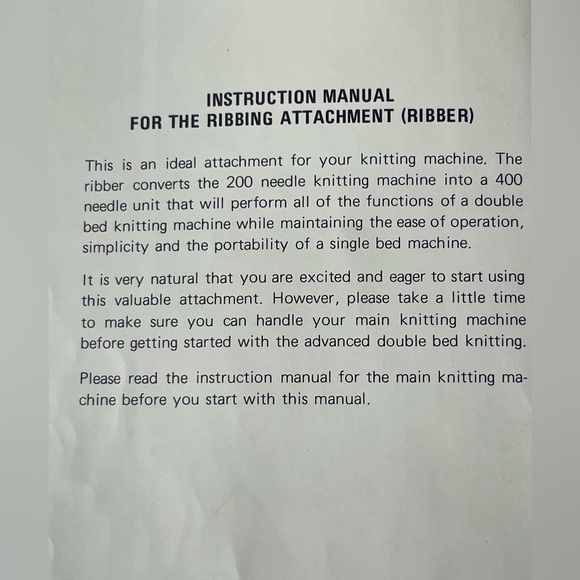 Knitting Machine Instruction Book SRP-50 Ribbing Attachment Singer Ribber - Picture 4 of 5